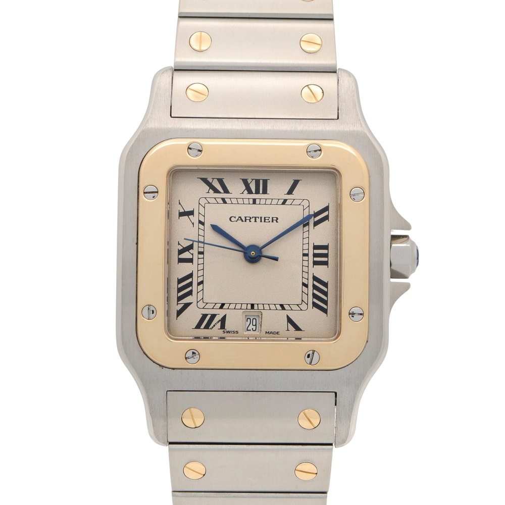 Cartier Santos Galbee LM Wristwatch, 18K (Yellow Gold) Stainless Steel, Men's...